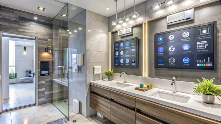 modern bathroom with smart home technology